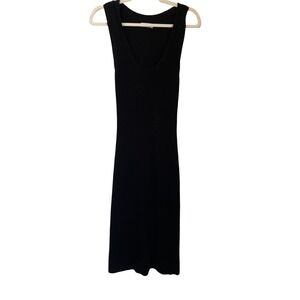 SABLYN Adrian Black Cotton Silk Cashmere Ribbed Knit Sleeveless Dress Size M